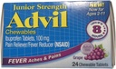 Advil Junior Chewable Ibuprofen Tablets, Grape 100mg, 24 Tablets Cada (Pack of 4)