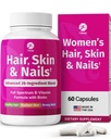 1 Piel de pelo corporal y uñas Vitaminas con biotina – Suplemento de crecimiento del cabello para hombres de mujeres con 26 vitaminas, minerales " Extractos de hierbas – Pelo más fuerte, piel sana " uñas – 60 cápsulas veganas