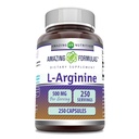 Increíble fórmulas L-Arginine Suplemento TEN 500 Mg TENIDO 250 cápsulas TENIDO Aminoácidos Suplemento para Hombres &amp; Mujeres TENIDO No-GMO TEN Gluten Free TEN Made in USA
