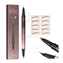 Pluma de ceja curvada de 2 en-1 y eyeliner con 10Pcs Stencils de ceja, Pluma de ceja Microblading con 4 pinceles de punta de horquilla y curvatura, impermeable y duradera para las cejas