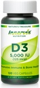 Alta Potencia Vitamina D3 5000 UI – Boost Immune, Soporte Bono & dientes, Fácil de Tragar 120 Capsules Veg
