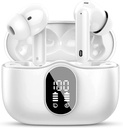 Btootos Wireless Earbuds Bluetooth 5.4 Auriculares Bass Stereo Ear Buds with Noise Cancelling Mic LED Display in Earphones IP7 Waterproof 36H Playtime for Laptop Pad Phones Sports Workout White