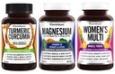 GranjaHaven Magnesio + Multivitamina para Mujeres + Curcumina Turmérica con BioPerine Black Pepper