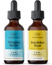 HerbAMAMA Herbal Liquid Drops Kit - Bundle of Stinging Nettle & Dandelion Root Tincture 2 fl oz - Vegan, Non-GMO, Sugar &amp; Alcohol-Free - 2 Pack