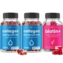 NutraChamps Pelo completo, Esquín &amp; Nails Bundle - Biotina, Collagen, Keratin &amp; More