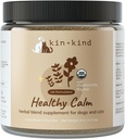 kin+kind Healthy Calm Supplement for Dogs & Cats - Vet Formulated Natural Formula with Organic Chamomile, Thyme, Apple Pomace, Ginger y Coconut- Made in USA - 4 oz (Medium)