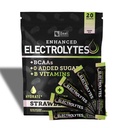 Enhanced Electrolyte Powder Stick Packs (Strawberry Kiwi tención 20 Packets) w / 0 Sugar +BCAAs +B-Vitamins Electrolyte Suplemento w Potassium Zinc &amp; Magnesium for Hydration - Keto Electrolytes