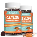 2 Pack Sugar Sin Ceilón Gummies de canela 2000MG, Suplemento de canela con cromo y corteza de canela, Vegan, No GMO, Gluten Free,120 Gummies