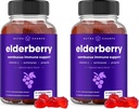 NutraChamps Gummies de arándano con vitamina C, Propolis &amp; Echinacea - Sistema inmunológico Soporte vitaminas para adultos y niños - Max Strength 200mg Sambucus Antioxidante (Pack de 2)