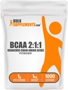 BulkSupplements.com BCAA 2:1:1 Powder - Aminoácidos de cadena ramificada, BCAAs Aminoácidos Polvo - Sin sabor, 1g por ser, 1kg (Pack of 5) (11 lbs)