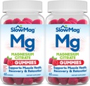 SlowMag Magnesium Citrate Gummies, 60 Conde, soporta Muscle Health, Natural Berry Flavor, Recuperación & Relax Pack de 2