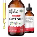 Wild &amp; Organic Cayenne Pepper Tincture - Asistencia Digestiva con extracto de Capsaicina - Cayenne Pepper Liquid Drops for General Well-Being - Vegan, Azúcar &amp; Alcohol-Free - 4 fl oz