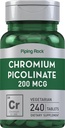Piping Rock Chromium Picolinate 200mcg ← 240 Tablets ← Vegetariano, No GMO, Gluten Free Supplement