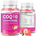 CoQ10 sin azúcar 250mg, Plus Omega-3, Vitamina B3 " Zinc, Magnesio - Coenzima de alta absorción Q10 Suplementos para la salud del corazón, energía celular, " Apoyo antioxidante, 60 Condes