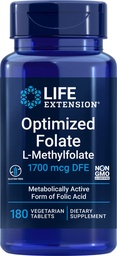 Ampliación de vida Folate optimizado (L-Methylfolate) 1700 mcg DFE, 180 Veg Tablets