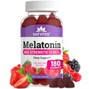 Melatonin Gummies Max Strength 10mg Pectin Gummies, Ayuda con el soporte para dormir, Berry Flavor Gummy, 100% Drug Free, 180 Conde (Pack of 1)