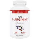 ML Naturals Pure L-Arginine 1000 mg 180 cápsulas vegetales. Aminoácidos, estimulador de óxido nítrico y apoya la salud del corazón, NSF-Certified " cGMP-Compliant.