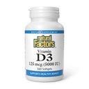 Factores naturales, vitamina D3 5000 UI (125 mcg), soporta huesos fuertes, músculos y función inmunitaria, 360 Softgels