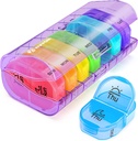 AUVON Pill Box 2 veces al día, organizador semanal de píldoras AM PM con 7 caja de bolsillo diario para mantener vitamina, medicina, medicamentos y suplemento
