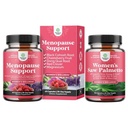 Bundle of Menopause Supplement for Night Sweats, Hot Flashes & Mood Swings with Dong Quai, Chaste Berry " Black Cohosh Root and Saw Palmetto for Women 500mg DHT Blocker with Maca Root " Biotin