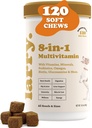 Suplemento de perros multivitamínico de 8 en-1 por Larry tóxico Corazón, Digestión, hígado, piel, carne, " Suplemento de soporte conjunto para perros vivieron con vitaminas, minerales, omegas, " Glucosamine Chondroitin  120 Soft Chews