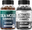 Irlandés Moss (90 Gummies) Raw Seamoss for Thyroid, Energy &amp; Immune Support and Activated Charcoal (60 Gummies) Healthy Detox &amp; Cleanse Support - Formulated from Organic Coconut Shells - Made in USA
