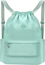 Mochila Drawstring con moqueta húmeda Gym Backpack Water-Resistant Cinch String Bag Beach Swim para Mujer Hombre