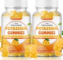 softbear Potasio Citrato 1000mg, Azúcar Gummies de Potasio Libre para Adultos Soporte Leg Cramps &amp; Muscle Health High Potency Potassium Suplemento Gummies Orange Flavor 120 Conde