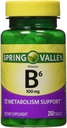 Valle de primavera - Vitamina B-6 (Pyridoxina) 100 mg, 250 Tabletas