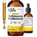 Wild &amp; Organic Echinacea Goldenseal Liquid Drops - Immune Support Supplement w/Goldenseal Echinacea Root Extract - Vegan, Sugar &amp; Alcohol-Free Tintura - 2 fl oz