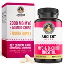 Antiguo Bliss Myo & D-Chiro Inositol Suplemento, 40 a 1 Ratio, Ayuda en función ovárica Apoyo a las mujeres, vitamina B8 Ayuda a regular ciclo menstrual, 2050 mg por ser, 120 cápsulas veganos