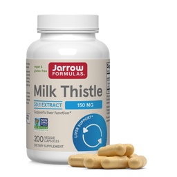 Jarrow Formulas Milk Thistle 150 mg con 30:1 Standardized Silymarin Extract, Dietary Supplement for Liver Function Support, 200 Veggie Capsules, 66-200 Day Supply