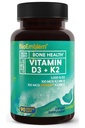 BioEmblem Vitamin D3 K2 Capsules (5000IU y 200mcg) - Patented MK7 and MK4 for 3-in-1 Complex Support - Vegetarian Vitamina D K2 Supplement for Teeth, Heart, Immune System - Non-GMO, 90 Caps