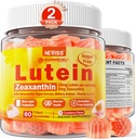 2 Pack Lutein y Zeaxanthin Suplementos Gummies (25mg) Vitaminas A, C, E, Bilberry, Astaxanthin - Aceite de coco para una mejor absorción - para adultos &amp; adolescentes visión, ojo, cerebro, piel - Vegan, azúcar gratis