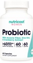 Nutricost Probiotic for Women 60 Billion CFU, 60 capsules, Complejo con Acacia Fiber, Uva Ursi, " Cranberry Extract - Non-GMO " Gluten Free