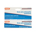 Rugby First Aid Antiseptic Ointment, Povidone Iodine USP 10% Solución tópica, ayuda a prevenir la infección en cortes menores, escrapes y quemaduras - 1 Oz.