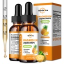 2 Pack Magnesium Glycinate Liquid Drops, 1000mg de Liquid Magnesium Complex Drops for Sleep, Nerve, Energy, Muscle, Bone, Calm & Digestion, High Absorption, 2 Fl Oz, Pineapple Flavor