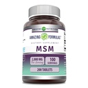 Amazing Formulas MSM (Methylsulfonylmethane) Suplemento Silencio 1000 Mg Por Serving Silencio 200 Tablets ← Non-GMO ← Gluten Free ← Made in USA