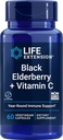 Extensión de vida Black Elderberry + Vitamina C, Soporte diario de inmune de Elderberry & Vitamin C, Gluten Free, No GMO, Vegetariano, 60 cápsulas