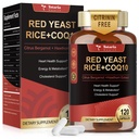 Rice de levadura roja 2.000 mg con suplemento CoQ10 - Citrinin Extracto libre de arroz de levadura roja cápsulas con CoQ10 100 Plus Citrus Bergamot - Colesterol Suplementos de reducción 3er partido probado Vegan no GMO