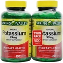 Potasio de Valle de Primavera 99 mg de Gluconato de Potasio 595 mg (250 Conde, 2 Pack)