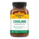 Country Life Choline 266mg, Certified Gluten Free, Certified Vegan, Certified Halal - 100 Cuadros