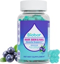 Piel de pelo y uñas Vitaminas Gummies,5200 mcg Biotin Vegan Chewable Suplemento para Mujeres Hombres con Vitaminas A C D E, Blueberry Flavored, 60 Cuenta (Random Embalaje)