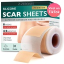 Hojas de cicatrices de silicona, cinta de cicatrices de silicona (1.6"x 120" Roll-3M), Hojas de eliminación de cicatrices reutilizables y eficaces, Hojas de eliminación de cicatrices de silicona para cicatrices quirúrgicas, Keloid de curación, C-Sección, Tummy Tuck