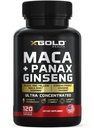 Maca Root Capsules 10,000mg + Coreano Panax Ginseng 1,400mg - 20x Extracto Concentrado Negro + Rojo + Amarillo Maca Root, 10x Extracto Concentrado Panax Ginseng Capsules - Ultra Potent &amp; Alta Purificado
