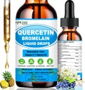 Quercetina con vitamina C y zinc - Quercetina gotas líquidas - Quercetina con bromelaina - Zinc Quercetina - Suplemento de Apoyo Inmunitario para la Salud Respiratoria Respuesta del cuerpo a las alergias ocasionales