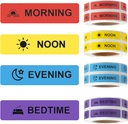 Pegatinas de medicina Instrucción de medicamentos Etiqueta de papel permanente AM NOON PM for Pill case Planner 0.4 * 1.6inch (Morning Noon Evening Bedtime)