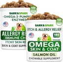 Alivio de la alergia + Omega 3 para perros Bundle - Anti-Itch Skin &amp; Coat + Alergia de la piel - Omega 3 Fish Oil + EPA & DHA Fatty Acid - Itching &amp; Paw Licking + Joint Health - 360 Chews - Made in USA