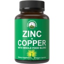 Zinc con Cobre + Pan comido completo de 25 verduras y frutas para Max Absorción. Suplemento de apoyo inmune cápsulas. Dos Minerales Esenciales para la Inmunidad. Píldoras de vitamina Zinc para hombres y mujeres.