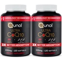 Qunol Ultra CoQ10 100mg, 3x Mejor Absorción, Agua Patenada y Fat Soluble Suplemento Natural Forma de Coenzima Q10, Antioxidante para la Salud del Corazón, 240 Contar Softgels